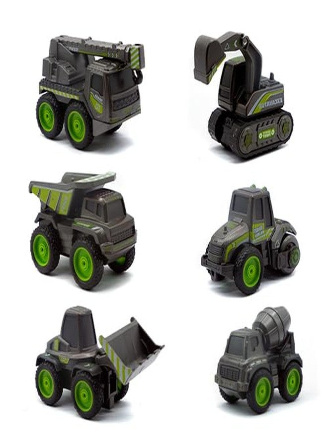 Space Enterprises Engineering Construction Toy Truck Set - 6PCS Die-Cast Metal Construction Vehicles for Kids - Mini Toy Trucks Set with Excavator, Dump Truck - Image 1